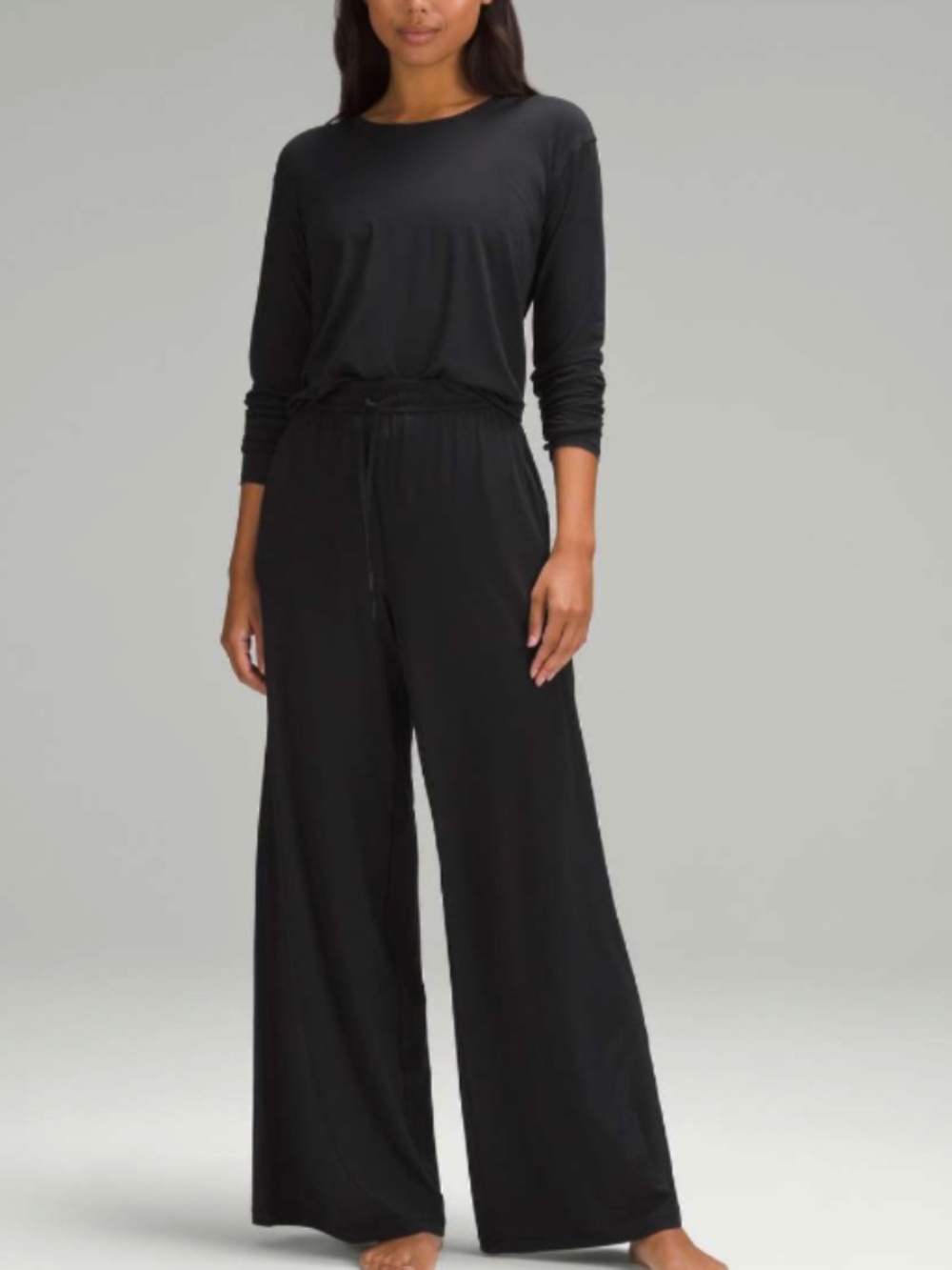 Lululemon Modal High Rise Wide Leg Lounge Pant Women's Size 8 Black (A1)